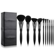 💄 msq pro makeup brushes 10pcs kit with makeup case & diamond decoration/s-curve handle (foundation, powder, blush, contour, eyeshadow brushes & lip) – best gifts for makeup enthusiasts (black) logo