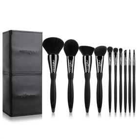 img 4 attached to 💄 MSQ Pro Makeup Brushes 10pcs Kit with Makeup Case & Diamond Decoration/S-curve Handle (Foundation, Powder, Blush, Contour, Eyeshadow Brushes & Lip) – Best Gifts for Makeup Enthusiasts (Black)