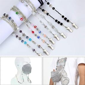 img 2 attached to 👓 4-Piece Beaded Face Covering Lanyard with Eyeglass Chains Clip Holder - Necklace Strap for Safety Cover, Hanging Around Neck