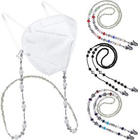 img 4 attached to 👓 4-Piece Beaded Face Covering Lanyard with Eyeglass Chains Clip Holder - Necklace Strap for Safety Cover, Hanging Around Neck