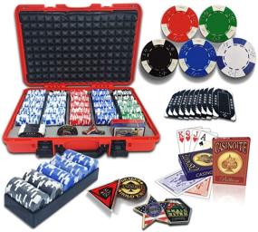 img 4 attached to ⚫️ CASINOITE Billium Professional Poker Chip Set - 300/500 pc, 10 Plaques, Red Hard Case, 40mm Casino Chips, 2 Decks of 100% Plastic Playing Cards, Trays, All-in Button, Dealer Button, Big Blind, Small Blind Buttons