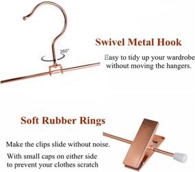 img 2 attached to 👖 12-Pack of Sturdy Amber Home Rose Copper Gold Metal Hangers for Pants and Skirts - 12 Inch, featuring 2 Adjustable Non-Slip Clips and Swivel Hook