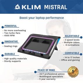 img 3 attached to 🔥 Klim Mistral Laptop Cooling Pad 2021 - Turbo-Fan (4500 RPM) Laptop Cooler for Gaming Laptop, 14-17 inches - Prevent Overheating & Enhance Performance!