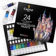 🎨 castle art supplies watercolors paint set - 24 vibrant colors: easy mixing & great results, enjoy watercolors effortlessly! logo