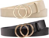 👩 stylish and versatile: earnda women's leather double buckle belts for women's accessories logo