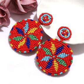 img 1 attached to Bohemian Handmade Seed Beads Earrings: Stunning Beaded Drop Dangle Earrings for Women