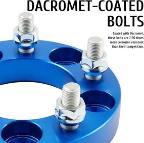 img 2 attached to 🔵 Ореон Мотор Тек 5x4.5 расширители колесных проставок 1 дюйм 82,5 мм посадочное отверстие с резьбой 1/2"-20 | Форд Мустанг и Эксплорер, Джип Вранглер ТЖ, Чероки | Синий комплект проставок, набор из 2