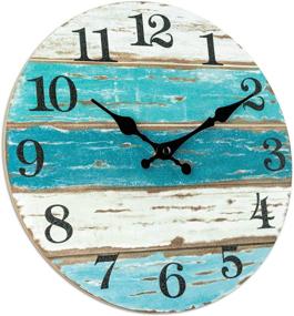 img 4 attached to 🏖️ Beach Themed Blue Wall Clock - Silent Non-Ticking, Vintage Round Rustic Coastal Nautical Decor for Home or Office - 10 Inch Battery Operated