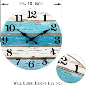 img 2 attached to 🏖️ Beach Themed Blue Wall Clock - Silent Non-Ticking, Vintage Round Rustic Coastal Nautical Decor for Home or Office - 10 Inch Battery Operated