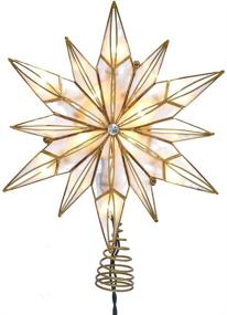 img 4 attached to 🌟 Kurt S. Adler 10-Light Capiz Star and Gem Treetop: Elegant Gold and White Design
