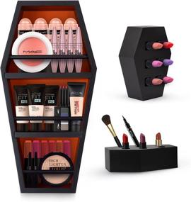 img 4 attached to 🧛 Declov Coffin Shelf and Makeup Brush Holders: Spooky Gothic Organizer Set for Bedroom or Bathroom"