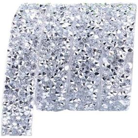 img 4 attached to 💎 Sparkling Crystal Rhinestone Ribbon Jewel Strips - 1 Yard Diamond Wrap for Centerpieces, Arts Crafts, Event Decor - Silver Bling Wrap for Vases