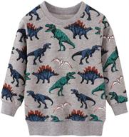 🦕 boys' dinosaur crewneck pullover sweatshirts for toddlers - trendy fashion hoodies & sweatshirts logo