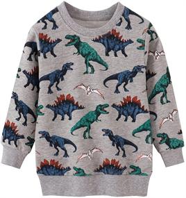 img 4 attached to 🦕 Boys' Dinosaur Crewneck Pullover Sweatshirts for Toddlers - Trendy Fashion Hoodies & Sweatshirts