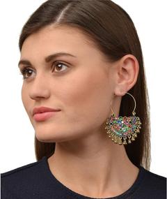 img 3 attached to 👸 Stylish Zephyrr Fashion German Silver Afghani Tribal Dangler Hoop Chandbali Earrings for Girls and Women: A Must-Have Accessory for Trendsetters