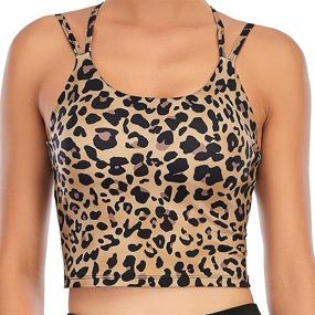 img 4 attached to 🏋️ Womens Padded Sports Bra: Ideal Fitness Workout Running Camisole Crop Top with Built in Bra