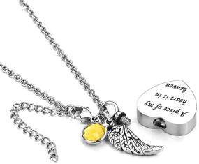 img 3 attached to ❤️ Eternally Cherished: Angel Wing Love Heart Birthstone Crystal Urn Necklace for Ashes