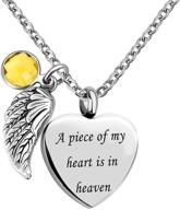 ❤️ eternally cherished: angel wing love heart birthstone crystal urn necklace for ashes logo