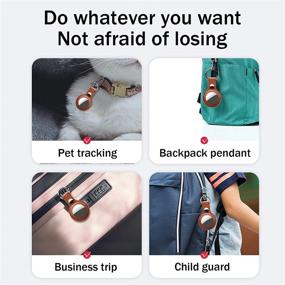 img 1 attached to 👜 Brown Leather Case for AirTag 2021 with Clear Screen Protector: Portable Protective Cover with Keychain - Lightweight AirTag Case for Pets/Keys/Bags