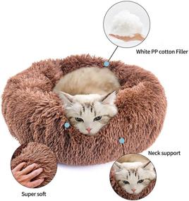 img 1 attached to 🐱 LMTIC 20 Inch Donut Cuddler Cat Beds for Indoor Cats and Small Dogs - Calming, Self-Warming, Anti-Anxiety, Joint-Relief, Improved Sleep Fluffy Pet Bed with Non-Slip Bottom, Machine Washable