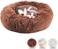 🐱 lmtic 20 inch donut cuddler cat beds for indoor cats and small dogs - calming, self-warming, anti-anxiety, joint-relief, improved sleep fluffy pet bed with non-slip bottom, machine washable logo