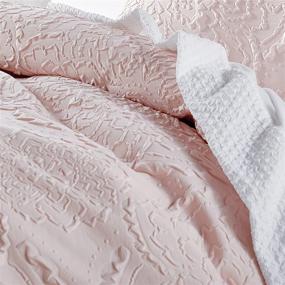 img 1 attached to 🛏️ Microsculpt Comforter Set 3-Piece with Shams, Full/Queen Size in Blush - Solid Medallion Pattern for CHF