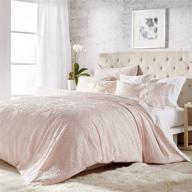 🛏️ microsculpt comforter set 3-piece with shams, full/queen size in blush - solid medallion pattern for chf logo