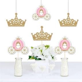 img 3 attached to 👑 Princess Crown Tiara & Carriage Decorations - DIY Pink and Gold Princess Baby Shower or Birthday Party Essentials - Set of 20