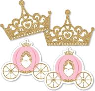 👑 princess crown tiara & carriage decorations - diy pink and gold princess baby shower or birthday party essentials - set of 20 logo