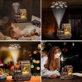 img 3 attached to 🎅 Jogotoll Christmas Snow Globes: Vintage Musical Lantern with Snowflake Projection, Lighted Train & Santa Water Glitter – 6H Timer Gift