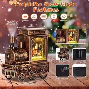 img 2 attached to 🎅 Jogotoll Christmas Snow Globes: Vintage Musical Lantern with Snowflake Projection, Lighted Train & Santa Water Glitter – 6H Timer Gift