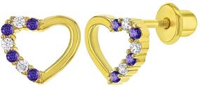 img 4 attached to ❤️ Gold Plated Heart Safety Screw Back Earrings for Toddlers and Little Girls - Beautiful CZ Heart Stud Earrings for Girls - Heart Shaped Jewelry Collection with Cubic Zirconia