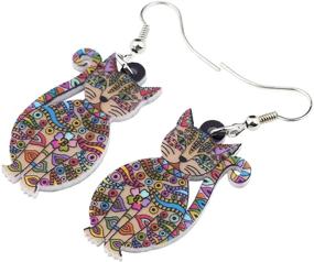 img 3 attached to Novelty Funny Cat Earrings - Acrylic Drop Dangle for Girls, Women, and Kids - Pets Gift by Bonsny