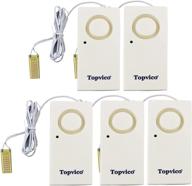 topvico water leak detector - 120db loud siren - powered by 9v battery (battery not included) - sensor alarm for kitchen, basement, water heater - pack of 5 logo