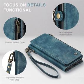 img 1 attached to 📱 Defencase Samsung Galaxy S21 Ultra Case - Blue Green PU Leather Flip Wallet with Magnetic Closure, Lanyard Strap, Zipper Card Holder for Men and Women