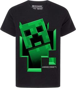 img 4 attached to 👕 Minecraft Boys T-Shirt - Green Creeper Design, Grey Short Sleeve, Mojang Top