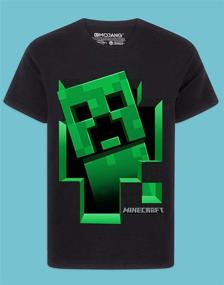 img 3 attached to 👕 Minecraft Boys T-Shirt - Green Creeper Design, Grey Short Sleeve, Mojang Top