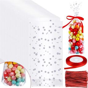 img 4 attached to Pieces Christmas Cellophane Holiday Supplies Gift Wrapping Supplies for Gift Wrap Cellophane Bags