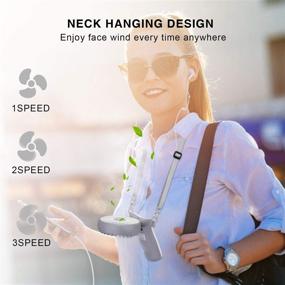 img 2 attached to 💡 Gray Necklace Fan - Personal Handheld Fan with Colorful Light, Folding Design