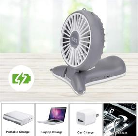 img 3 attached to 💡 Gray Necklace Fan - Personal Handheld Fan with Colorful Light, Folding Design