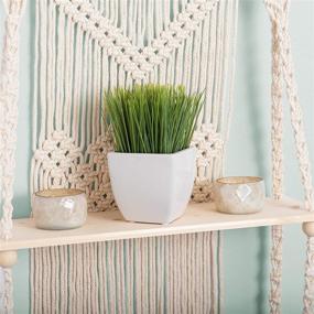 img 2 attached to 🌿 Boho Macrame Wall Hanging Shelf with Two Plant Shelves and Decor Tiers - Handmade Hanging Bohemian Shelf with Indoor Macrame Design