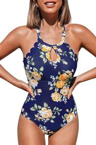 img 4 attached to CUPSHE Womens Floral Scalloped Swimsuit Women's Clothing and Swimsuits & Cover Ups
