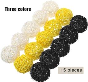 img 1 attached to 🐝 Sorive Wicker Rattan Balls 15 Pcs Decorative Multi-colored Orbs Natural Spheres for Honey and Bee Baby Shower Decor, DIY Craft, Party, Wedding Table Decorations (Black, Yellow, White)