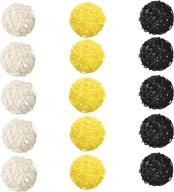 🐝 sorive wicker rattan balls 15 pcs decorative multi-colored orbs natural spheres for honey and bee baby shower decor, diy craft, party, wedding table decorations (black, yellow, white) logo