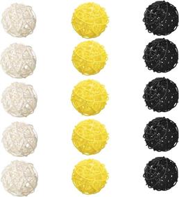 img 4 attached to 🐝 Sorive Wicker Rattan Balls 15 Pcs Decorative Multi-colored Orbs Natural Spheres for Honey and Bee Baby Shower Decor, DIY Craft, Party, Wedding Table Decorations (Black, Yellow, White)