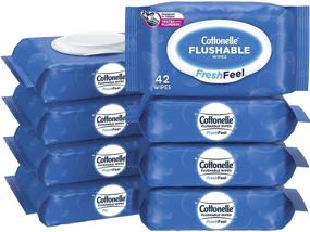 img 4 attached to 🧻 Cottonelle Flusheable Wet Wipes for Adults and Kids - 8 Flip-Top Packs, 42 Wipes/Pack (336 Total Wipes)