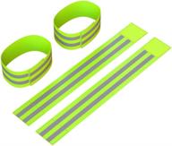 🏃 high visibility reflective ankle bands - 4 bands/2 pairs for jogging, cycling, and walking - multi-functional wristbands, armbands, leg straps - essential safety gear for sports and running logo