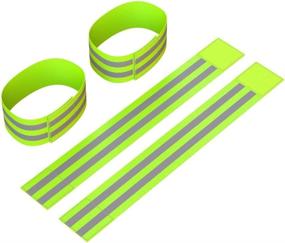 img 4 attached to 🏃 High Visibility Reflective Ankle Bands - 4 Bands/2 Pairs for Jogging, Cycling, and Walking - Multi-functional Wristbands, Armbands, Leg Straps - Essential Safety Gear for Sports and Running