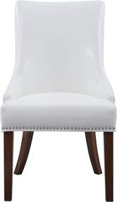 img 1 attached to 🪑 Iconic Home Brando Dining Side Accent Chair Set of 2 - Modern Transitional Design with Pebble Grain PU Leather, Nailhead Trim, and Tapered Solid Birch Legs in White