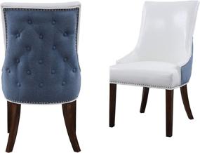 img 3 attached to 🪑 Iconic Home Brando Dining Side Accent Chair Set of 2 - Modern Transitional Design with Pebble Grain PU Leather, Nailhead Trim, and Tapered Solid Birch Legs in White